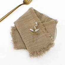 24pcs Fringed Plain Chiffon Soft Napkins, 32*32cm/12.6*12.6inch, Western Dinner Table Cloth Fabric Decoration, Luncheon Cloth, Coaster, Photoshoot, Hotel Dinner, Dish Towel, Kitchen Solid-Color Towels, Tea Pot Tea Towel