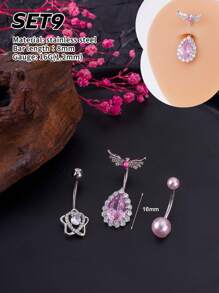 3 Cái/bộ Y2K Ngọt Ngào Mát Mẻ Rồng Trái Tim Nhện Nhẫn rốn Đính Đá Trang Trí Bướm Thép Không Gỉ Âm Dương Bát Quái Trang Sức Rốn Bướm Rốn Lá Phong Hồng Thanh Xỏ Khuyên Bụng Có Bản Lề Thanh Cong Clicker Nhẫn Rốn Ngôi Sao Nơ Dangle Thanh Xỏ Khuyên Bụng Nhẫn Rốn Dâu Tây Nhẫn rốn Ngọc Trai Hồng Giả Trang Sức Xỏ Khuyên Bụng Quà Tặng Cho Phụ Nữ Cô Gái Hẹn Hò Hàng Ngày Tiệc Giáng Sinh Quà Tặng Halloween - Nhiều màu - Xem 11