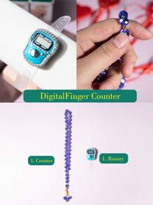 1 pieza Contador electrónico musulmán de 5 canales para rosario, contador de anillo, contador digital de mano de dedos, restablecible, contador LCD de 5 dígitos - multicolor - Ver 2