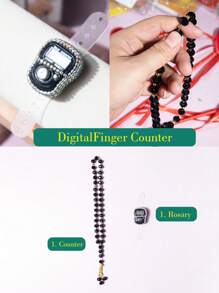 1 pieza Contador electrónico musulmán de 5 canales para rosario, contador de anillo, contador digital de mano de dedos, restablecible, contador LCD de 5 dígitos - multicolor - Ver 3