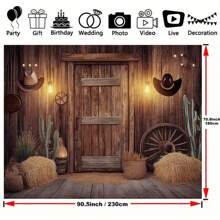Western Style Farmhouse Photography Background Banner - Polyester Countryside Stable Door Background, Suitable For Parties, Weddings, And Home Decoration - No Electricity Required - Size Range: 39x59 Inches To 70.8x90.5 Inches -1 Piece