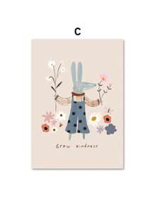 1pc Cartoon Mouse Cheetah Rabbit Bear Unicorn Wall Art Canvas Painting Nordic Posters And Prints Wall Pictures Baby Kids Room Decor No Frame