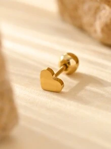 1 pieza Pendiente con forma de corazón sólido minimalista de acero inoxidable, para uso diario para mujeres en San Valentín