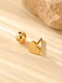 1 pieza Pendiente con forma de corazón sólido minimalista de acero inoxidable, para uso diario para mujeres en San Valentín