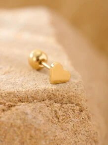 1 pieza Pendiente con forma de corazón sólido minimalista de acero inoxidable, para uso diario para mujeres en San Valentín