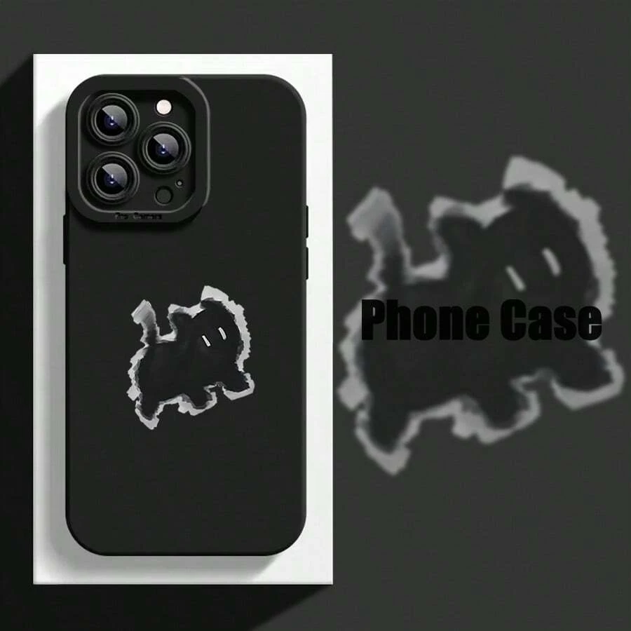 动物小猫 1 件装可爱黑猫图案 TPU 硅胶防震手机壳 兼容 iPhone - 黑色 - 查看 1