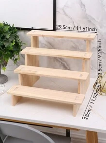1pc Wooden Stepped Jewelry Display Stand, Accessories Display Rack, Jewelry Organizer For Live Stream Or Retail Display Back To School