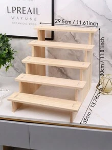 1pc Wooden Stepped Jewelry Display Stand, Accessories Display Rack, Jewelry Organizer For Live Stream Or Retail Display Back To School