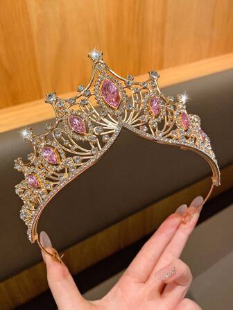 1 pieza Corona grande tipo tiara, diadema de estilo elegante y dulce, adecuada para presentaciones y uso en cumpleaños