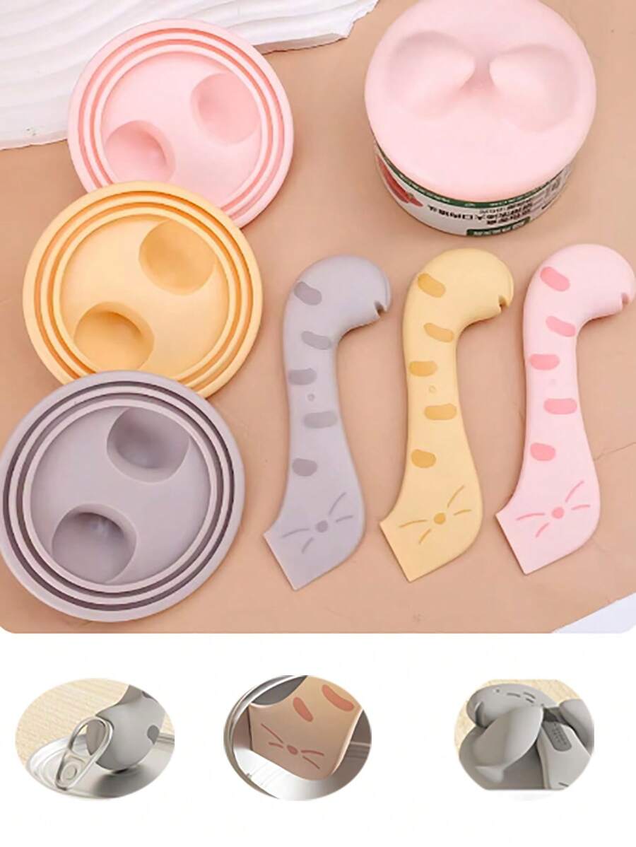 Pet Spoon Multifunctional, Can Opener Wet Food Mixing Spoon Silicone, Cat Can Sealing Cover Food Storage, Dog Feeding Accessory