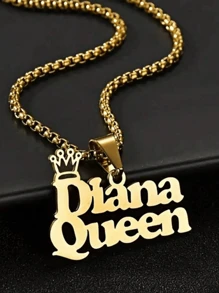 1件金银定制个性化不锈钢项链，定制皇冠和名字吊坠项链，字母标签吊坠项链，适合男士，生日/父亲节礼物，金色、玫瑰金时尚，秋季时尚，复古，男女皆宜，简约，休闲，潮人，哥特，朋克定制，个性化休闲，可爱，定制，送给他的理想礼物，送给她的理想礼物，男朋友，女朋友，爸爸，妈妈，家人，朋友，周年纪念日，生日，毕业典礼，舞会，派对，定制时尚文字项链，别致秋季，新年魅力 - 彩色 - 查看 6