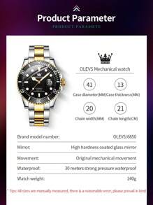 OLEVS. OLEVS Men Watch Automatic Mechanical Watch Luxury Business Dress Self Winding Gold Silver Skeleton Stainless Steel Waterproof Luminous Mens Wrist Watch 6650 - 藍色 - 查看 7