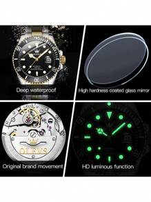 OLEVS. OLEVS Men Watch Automatic Mechanical Watch Luxury Business Dress Self Winding Gold Silver Skeleton Stainless Steel Waterproof Luminous Mens Wrist Watch 6650 - 藍色 - 查看 5
