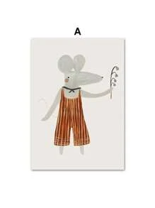 1pc Cartoon Mouse Cheetah Rabbit Bear Unicorn Wall Art Canvas Painting Nordic Posters And Prints Wall Pictures Baby Kids Room Decor No Frame