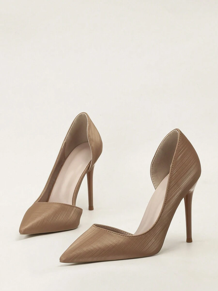 复古欧式性感夜店细高跟鞋，女士超高细高跟镂空鞋跟 - 棕色 - 查看 1