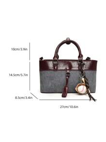 Burgundy Color Block Handbag, Ancora 2024 Autumn/Winter Ladies Versatile Crossbody Bag, Bordoaux Fashion Tote, Ruby Commuting Shoulder Bag, Maroon Crossbody Bag, Cherry (No Pendant Included) - Brown - View 12
