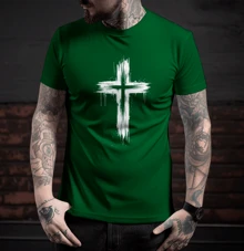 Unisex T-Shirt "Holy Cross" Premium 100% Cotton Shirt - 軍綠色 - 查看 2