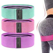 3pcs Resistance Bands Set - Free Storage Bag - Anti-Slip Elastic Stretch Bands, Suitable For Leg And Butt Lift, Body Stretching, Exercise, Yoga, Pilates Gym Accessories - -multicolor - View 3