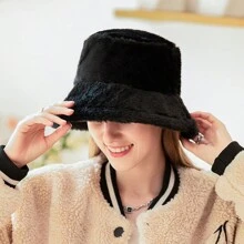 1 chiếc mũ xô lông trơn màu thời trang dành cho nữ, thích hợp cho trang phục ấm áp hàng ngày vào mùa thu/đông cho lễ Halloween - Nhiều màu - Xem 1