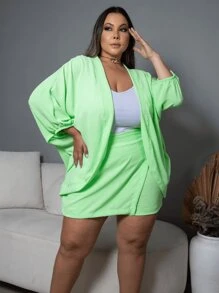 Plus Size Set Large Size Kimono Shorts Skirt Summer - 綠色 - 查看 1
