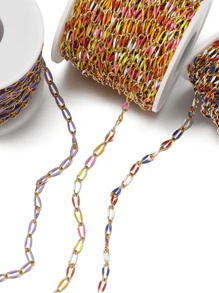 1 m Cadena de acero inoxidable para goteo de aceite, cadena oval trenzada para goteo de aceite, cadena dorada con recubrimiento electrolítico de vacío, material para hacer collares, brazaletes y joyas DIY