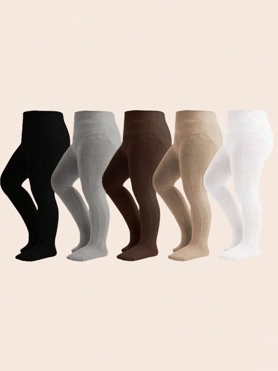 5pcs/Set Infant & Toddler Autumn/Winter Knitted Cable Warm Leggings - Multicolor - View 1