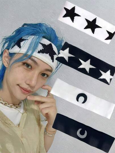 2pcs Unisex Knitted Embroidered Bow Headband, Fashion Sports Yoga Sweatband Hair Accessories, Guys Gifts