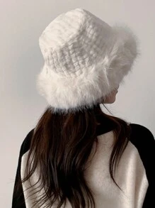 1 件女士秋冬渔夫毛绒帽子，大头围设计让脸看起来更小，厚实温暖的渔夫帽，时尚复古风格，适合外出旅行 - 彩色 - 查看 10