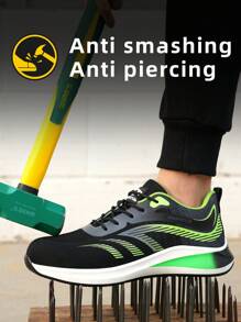 New Summer Breathable Steel Toe Cap Safety Shoes For Men And Women, Anti-Smashing And Anti-Piercing Sports Work Shoes, Lightweight And Fashionable