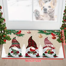 1pc 'Wooden Pattern Base Three Dwarfs Hold Bells Christmas' Doormat, Indoor Mat, Throw Rug, Creative Door Mat, Entryway Themed Mat, Home Decor, Non-Slip Floor Rug Mat, Bedroom Accessories, Photo Props, Outdoor Decor, Throw Rug, Area Rug, Gift - Multicolor - View 6