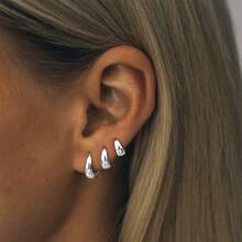 3 对女士金环状耳环套装 厚重金银环状耳环 14K 镀金防过敏小号环状耳环 微型金时尚厚环状耳环 可叠戴多个耳洞 - 彩色 - 查看 13