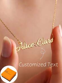 1 Pieza Collar Personalizado con Nombre Hecho de Acero Inoxidable con Letras en Inglés. Nombre Personalizable para Estilo Simple Diario. Los productos incluyen Cajas de Regalo, Regalos del Día de San Valentín, Regalos de Cumpleaños, Regalos del Día de la Madre y Regalos Diarios de San Valentín