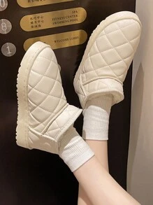 2024 新款女士加厚保暖白色雪地靴防水防滑加垫冬鞋防寒 - 米色 - 查看 2