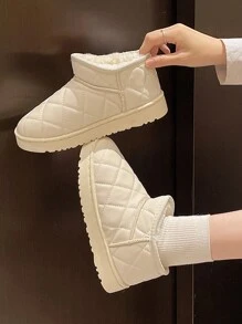 2024 新款女士加厚保暖白色雪地靴防水防滑加垫冬鞋防寒 - 米色 - 查看 3