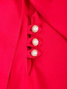 Women's Short Sleeve Puffed Blouse With Bow No. 8 - Hot Pink - View 4