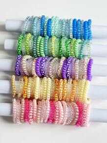 90 件/套渐变色螺旋发带 - 弹性螺旋发带，适合优雅简约风格的女性 - 彩色 - 查看 2