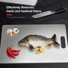 1 块不锈钢切菜板 - 双面设计，防锈且卫生，适合所有烹饪需求 - 銀色 - 查看 3