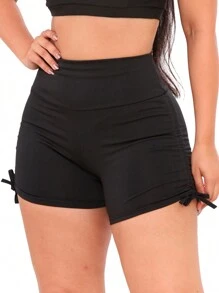 Women Sports Shorts - 黑色 - 查看 2