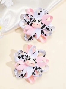 2pcs Girls Cute Cow Decor Hair Clips, Teenage Hair Accessories Gift - Multicolor - View 2