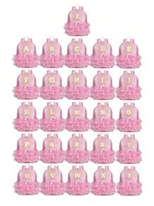 1pc Girls' Nylon Zipper A-Z 26 Letter Fashion Lace Dance Bag, Ballet Bag, Latin Dance Backpack, Suitable For Daily Use (Random Zipper) (DIY Letter Stickers) - Pink - View 3