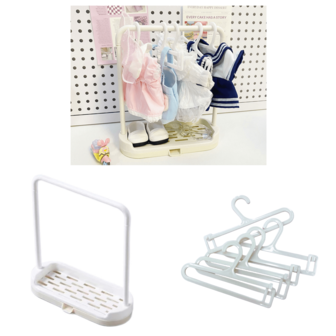 Doll Clothes Hangers Set 1 Rack With 5 Pcs Organizer Hanger For Doll Clothing
