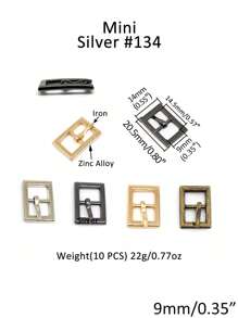 SinHo Fashion 10PCS Zinc Alloy Belt Fastener DIY Mini Small Belt Buckle Pin Buckle Square Right Angle Small Leash Head Pet Collar Hardware Adjustable Alloy Sandal Buckle (Silver, Small&Mini Size) - Silver - View 11