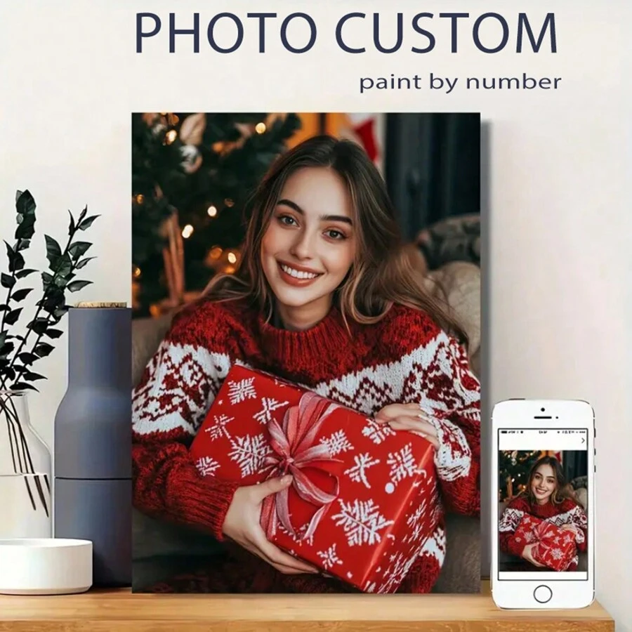 [Dostosowane] 1 szt. Malowanie po numerach Dostosuj swój własny obraz po numerach Rzemiosło dla dorosłych Wystrój domu Spersonalizowany prezent Spersonalizowany portret rodzinny 30x40cm/12x16 cali Bez ramki 24 kolory