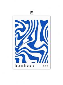 1PC Mid Century Modern Blue Bauhaus Canvas Paintings Abstract Geometry Wall Art Posters And Prints For Living Room Home Decor No Frame