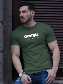 Georgia Printed T-Shirt Men's Unisex Promotion Fashion Shirt - 綠色 - 查看 1