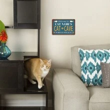 1pc Custom Cat Cave Metal Sign Personalized Dog Name Aluminum Sign Retro Wall Decor 12X8 Inches Gifts Birthday Graduation - Multicolor - View 2