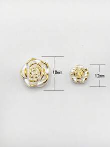 20/50 件 18 毫米/12 毫米金箔手工扁平玫瑰珠，单面玫瑰花形圆孔珠适用于门帘、花环、项链、手链 DIY 工艺用品 - 燙金玫瑰花 - 查看 2