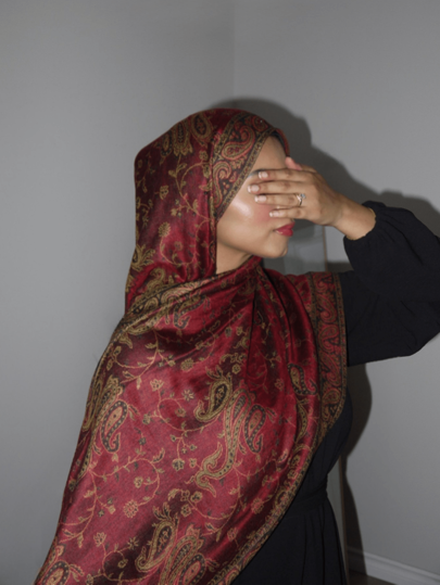 1 pièce Foulards femmes style bohémien, hijab mode femme, foulard tête vintage motif cachemire, écharpe légère et élégante de protection solaire, convient pour le port quotidien et les voyages en automne et en hiver