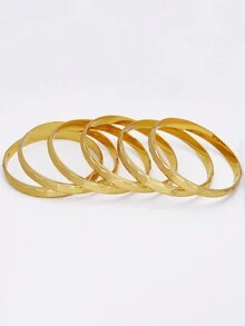 1 件 24k 镀金铜雕花手镯，夹锁，不褪色，中东迪拜婚礼新娘配饰，多功能，情人节礼物 - 金黃色 - 查看 8