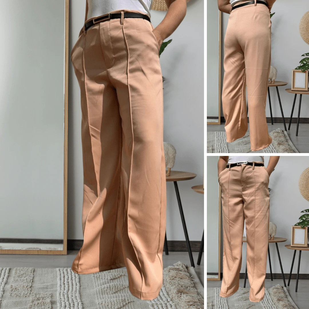 Women's Dress Pants ZR Model Tailored Pantaloons With Belt ZR New Arrival Zr Fashion Luxury Elegance Eloquence Blogger Summer Fashion Immediate Shipping Deolane Mel Maia Virginia Winter Dress New Arrival Autumn Casual Work Zr Blogger - Màu be - Xem 1